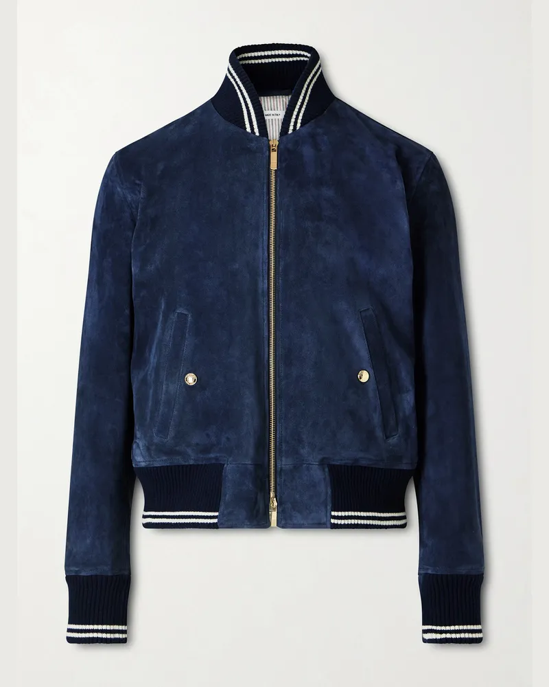 Thom Browne Suede Blouson Jacket Blue