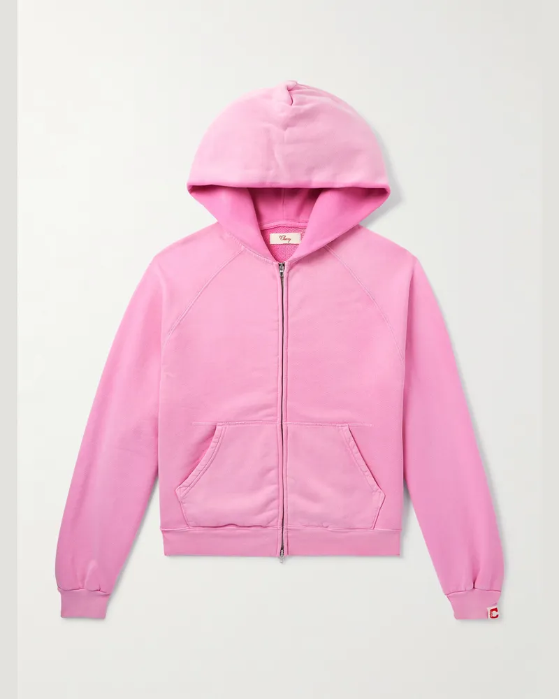 Cherry Los Angeles Kapuzenjacke aus Baumwoll-Jersey mit Reißverschluss und Logoapplikation Pink