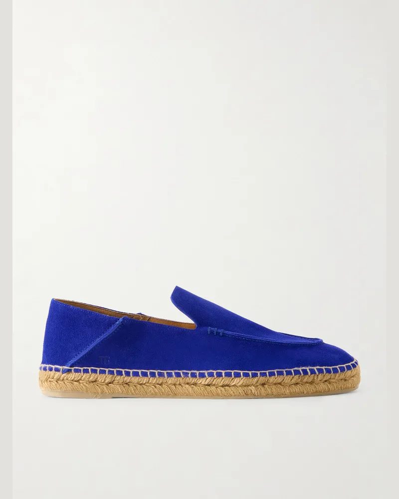Tom Ford Finn Collapsible-Heel Suede Espadrilles Blue
