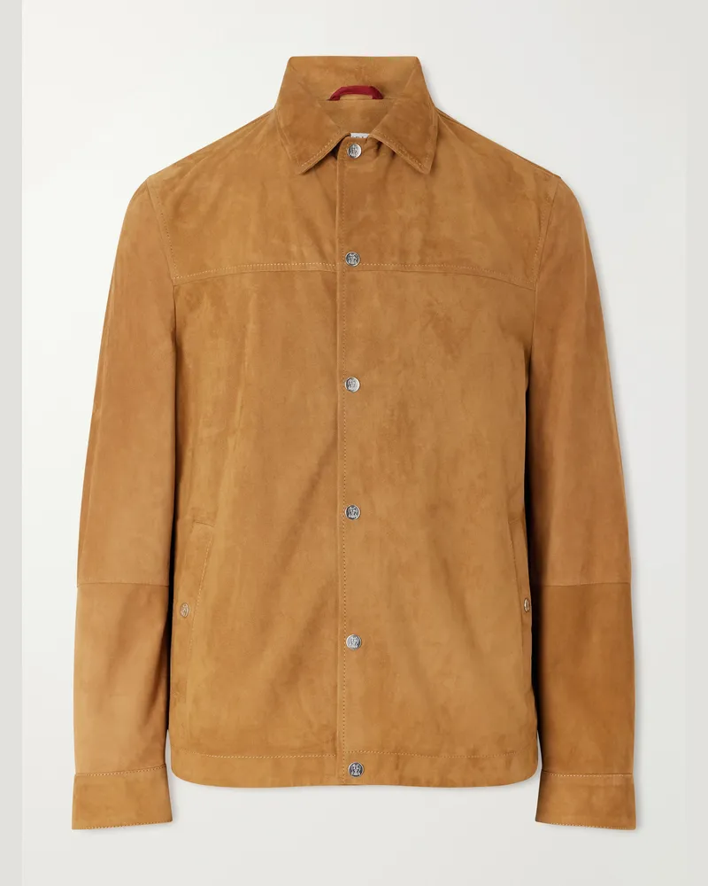 Brunello Cucinelli Suede Jacket Orange