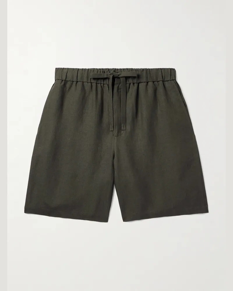 De Bonne Facture Lounge gerade geschnittene Shorts aus Leinen mit Kordelzugbund Grün