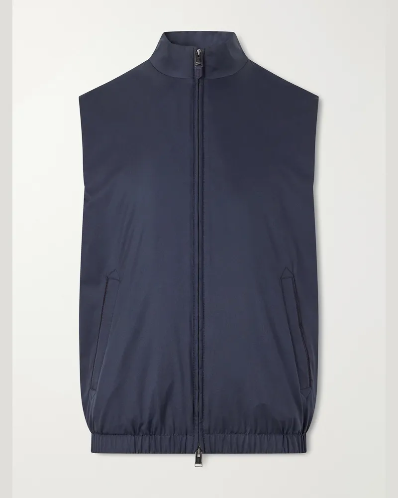Canali Shell Zip-Up Gilet Blue