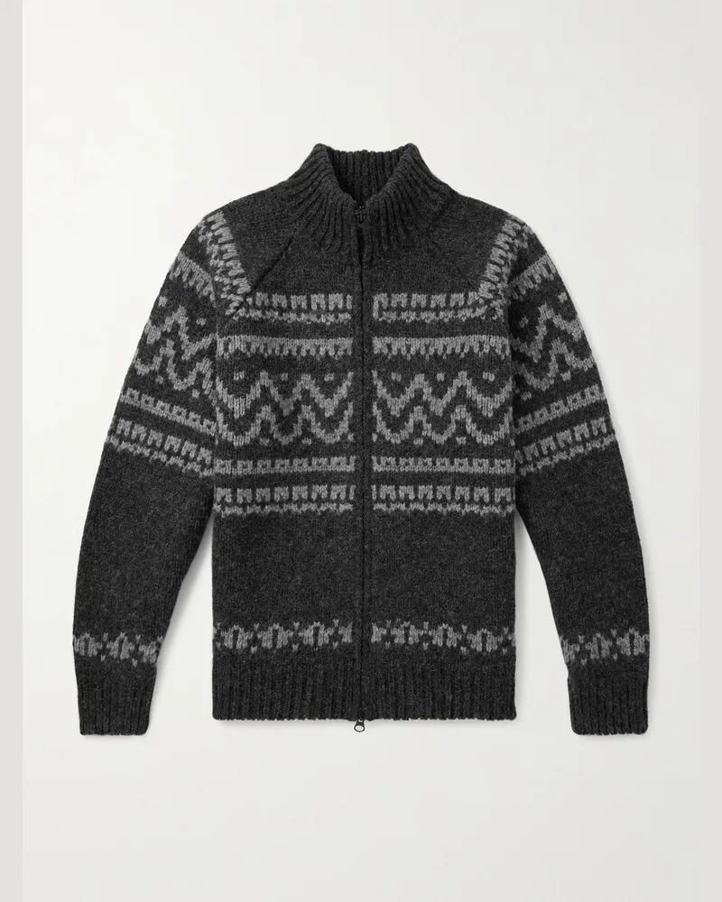 C.P. Company Cardigan aus Jacquard-Strick aus Wolle Schwarz