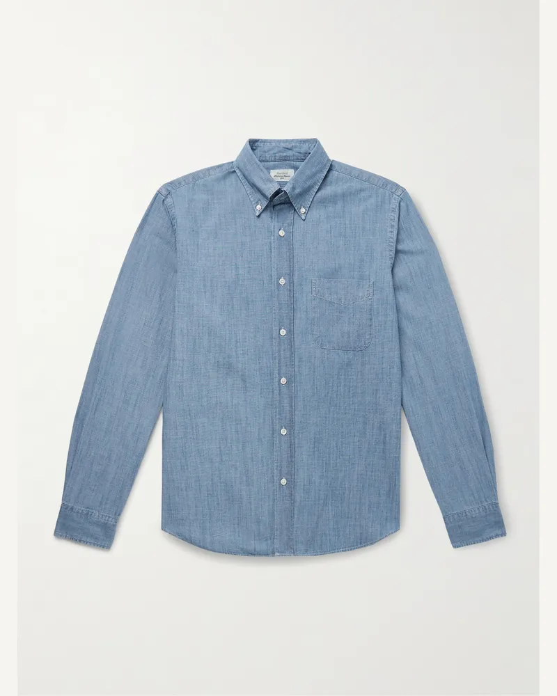Hartford Hemd aus Baumwoll-Chambray mit Button-Down-Kragen Blau