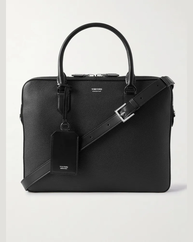 Tom Ford Elliot Aktentasche aus vollnarbigem Leder Schwarz