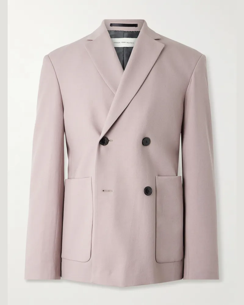 Dries van Noten Double-Breasted Wool-Twill Blazer Pink