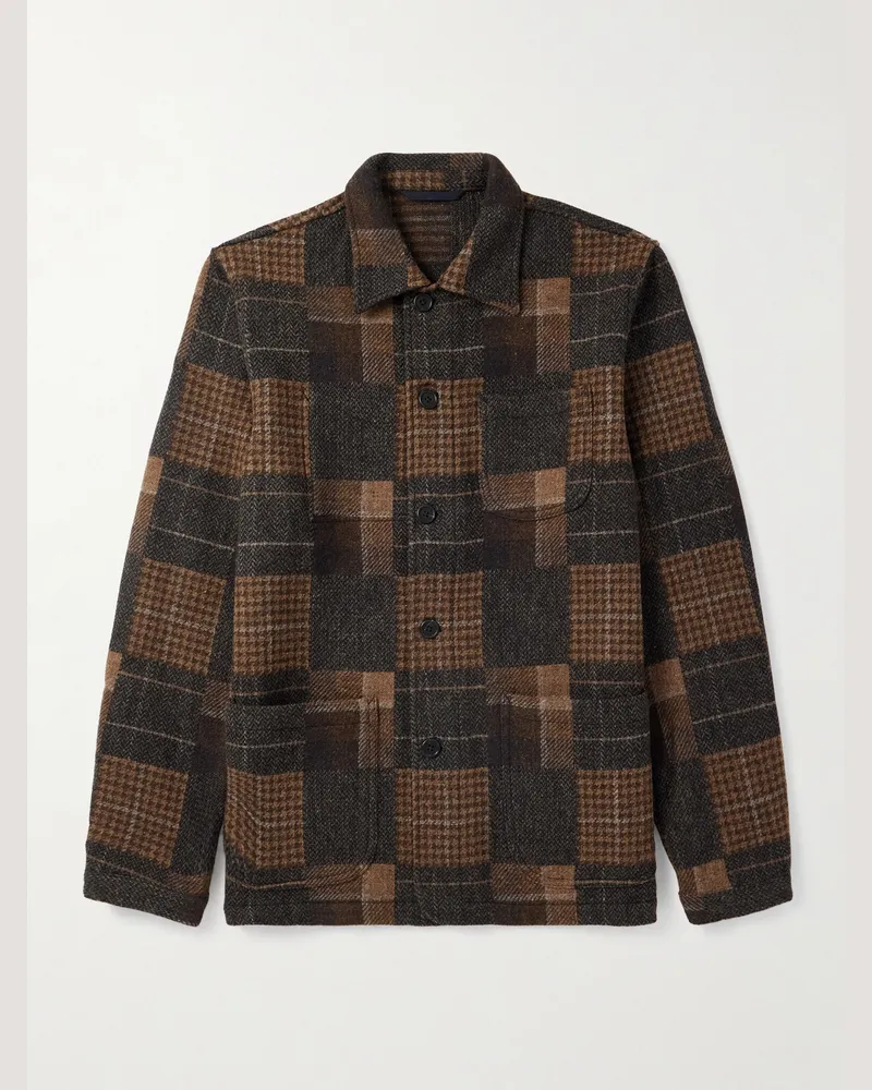 Sid Mashburn Hemdjacke aus kariertem Wollflanell Braun