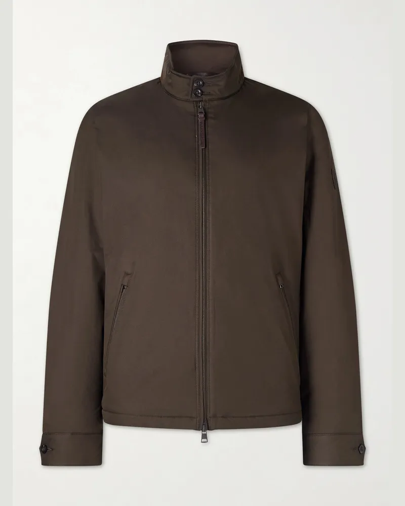 Ralph Lauren Abottson wattierte Jacke aus recyceltem Gabardine mit Velourslederbesatz Braun