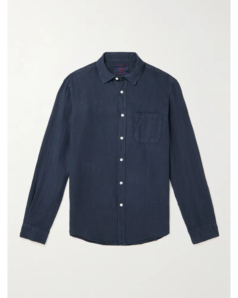 Portuguese Flannel Hemd aus Leinen Blau