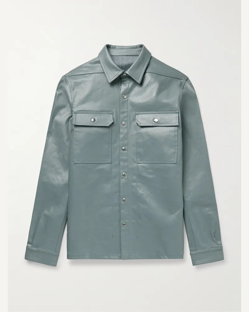 Rick Owens Hemdjacke aus beschichtetem Bio-Denim Blau