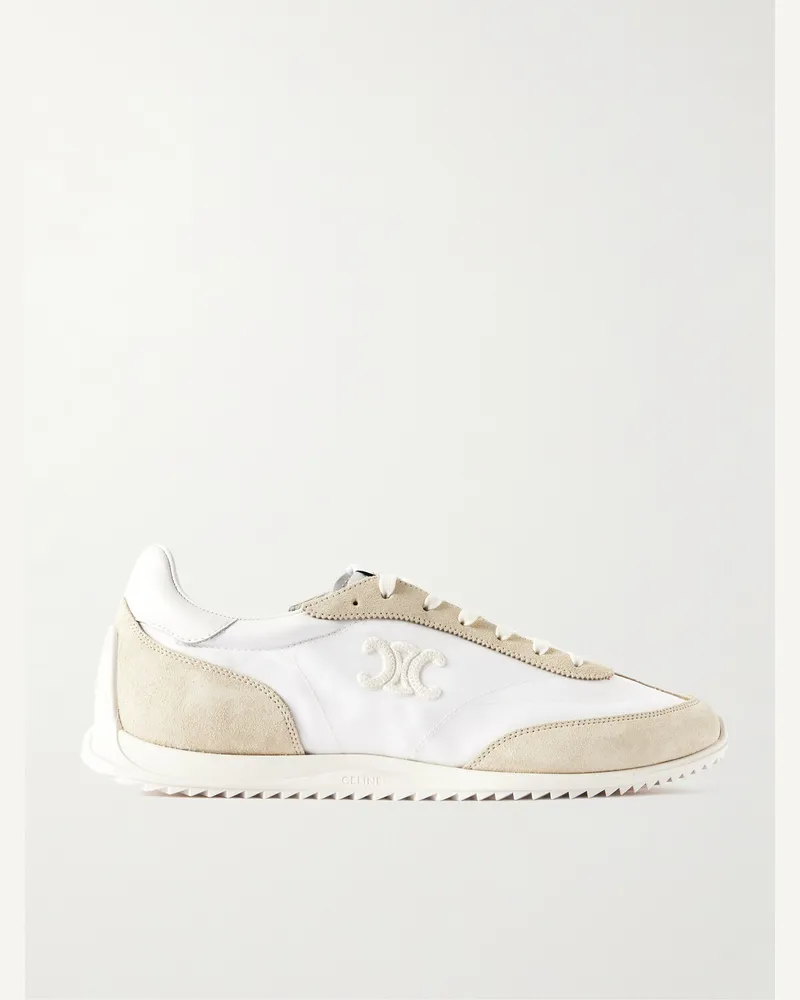 Celine Racer Sneakers aus Veloursleder, Leder und Shell mit Logostickerei Weiß