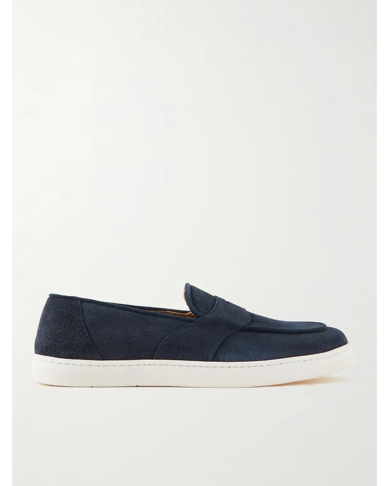 George Cleverley Joey Pennyloafers aus vollnarbigem Veloursleder Blau