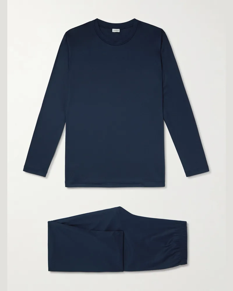 Zimmerli Sea Island Cotton Pyjama Set Blue