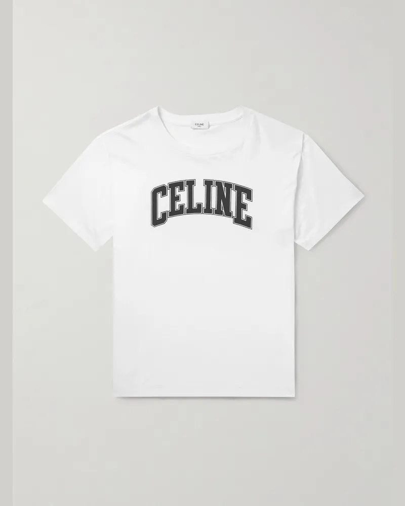 Celine Oberteil aus Baumwoll-Jersey mit Logoflockdruck Neutral