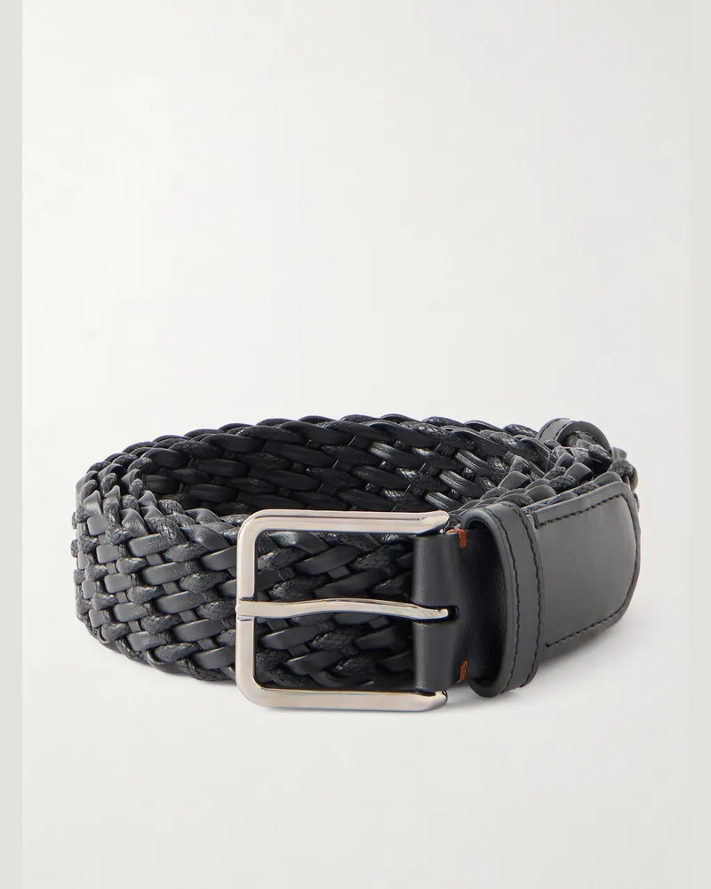 Loro Piana Gürtel aus geflochtener Kordel und Leder, 3 cm Schwarz