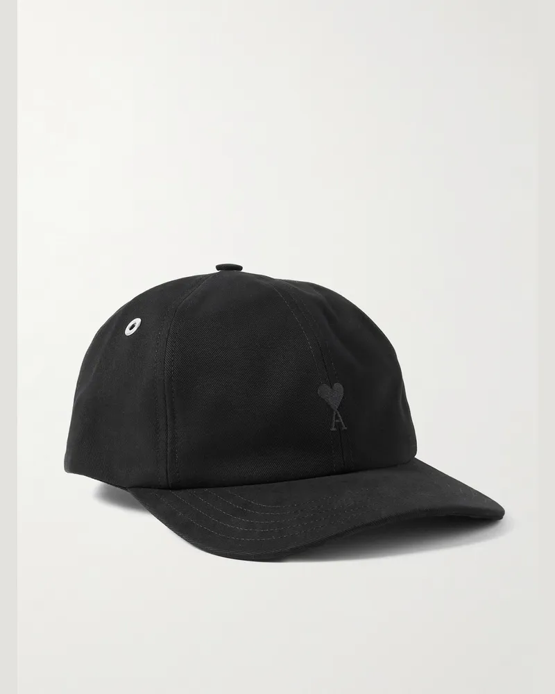 AMI Paris Baseballkappe aus Baumwoll-Twill mit Logostickerei Schwarz