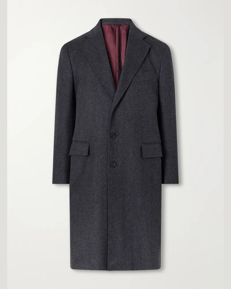 Rubinacci Herringbone Virgin Wool Coat Gray
