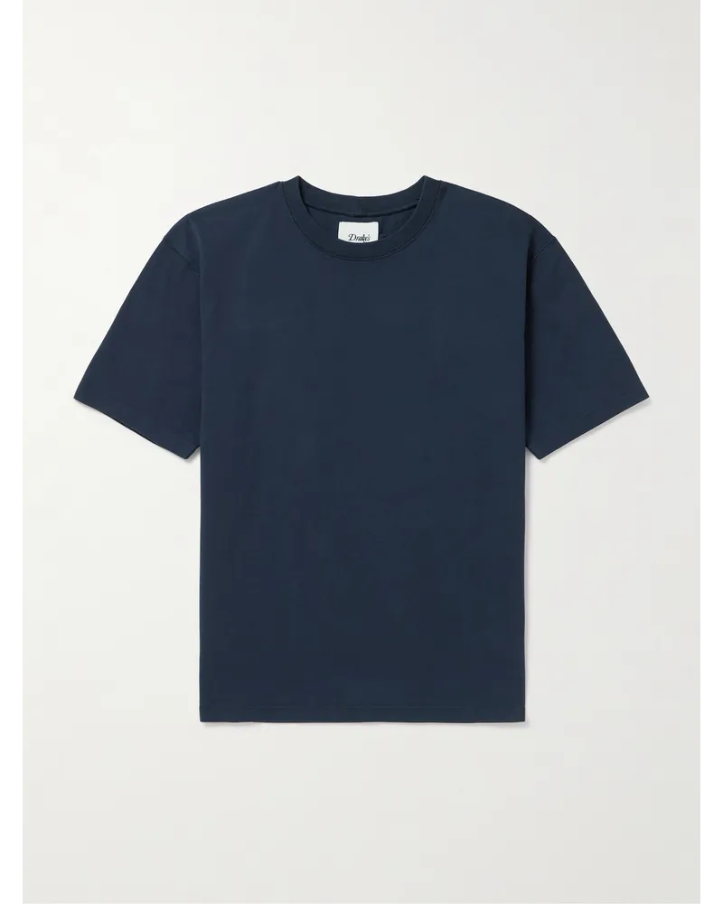 Drake's T-Shirt aus Baumwoll-Jersey Blau