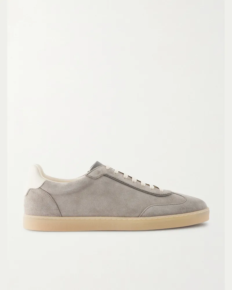 Brunello Cucinelli Coda Di Rondine Suede Sneakers Gray