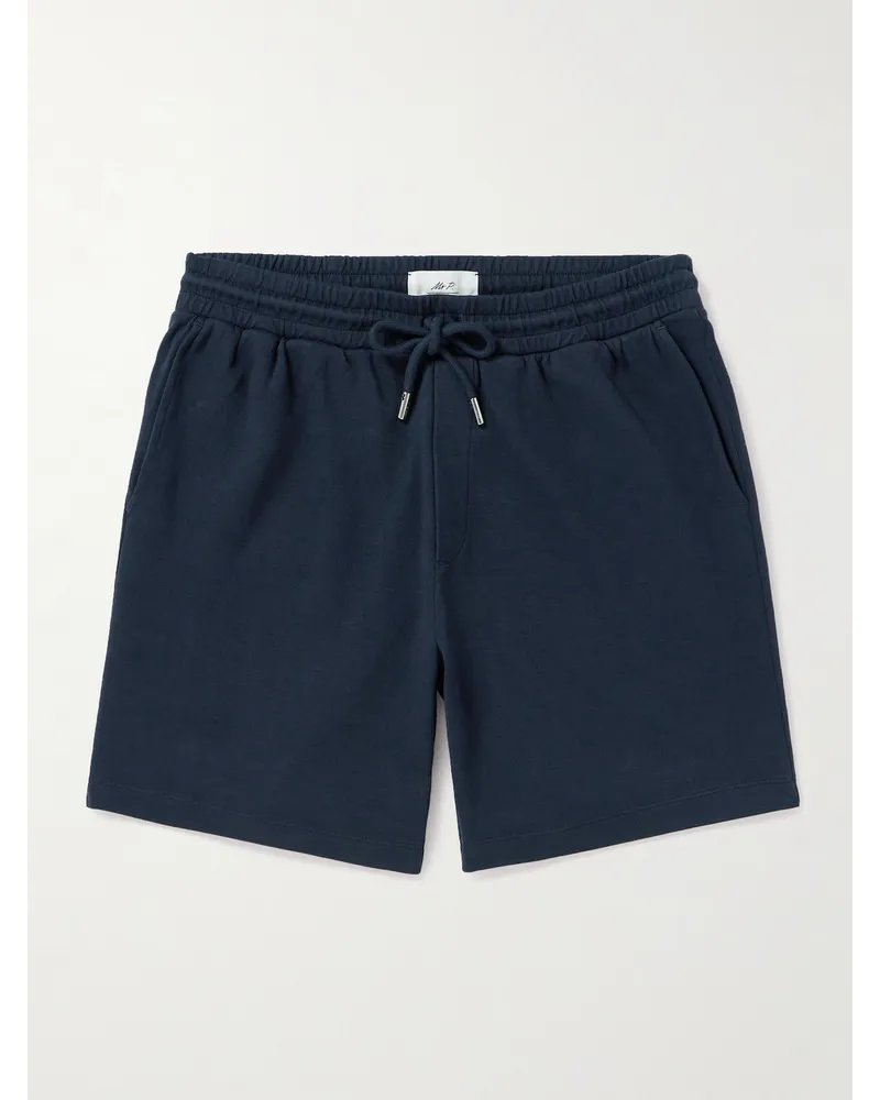 MR P. Gerade geschnittene Shorts aus Biobaumwoll-Piqué mit Kordelzugbund Blau