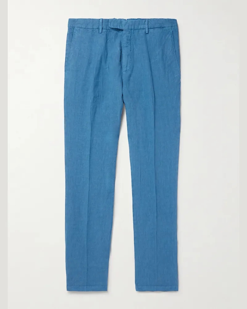 Boglioli Slim-Fit Straight-Leg Linen Suit Trousers Blue