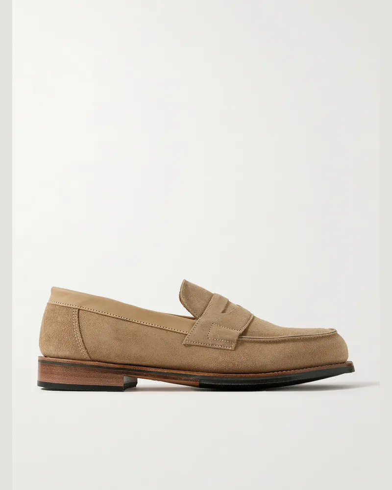 Grenson  Epsom Pennyloafers aus Veloursleder mit Lederbesatz Neutral