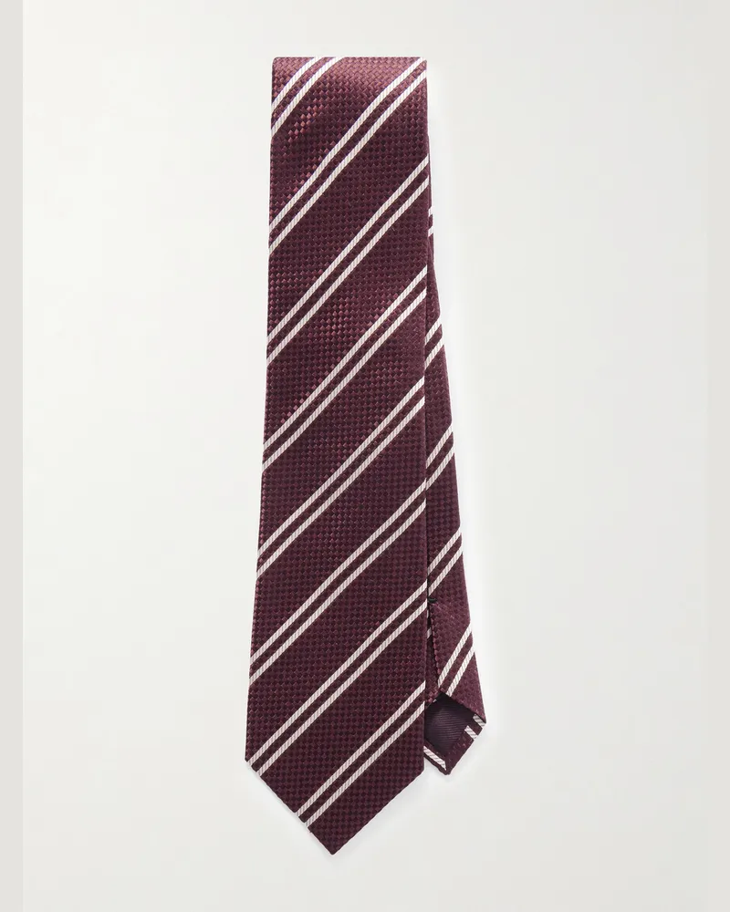 Tom Ford 8cm Striped Silk-Jacquard Tie Red