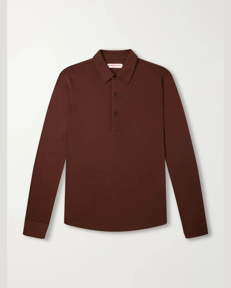 Orlebar Brown Sebastian Wool-Jersey Polo Shirt Brown