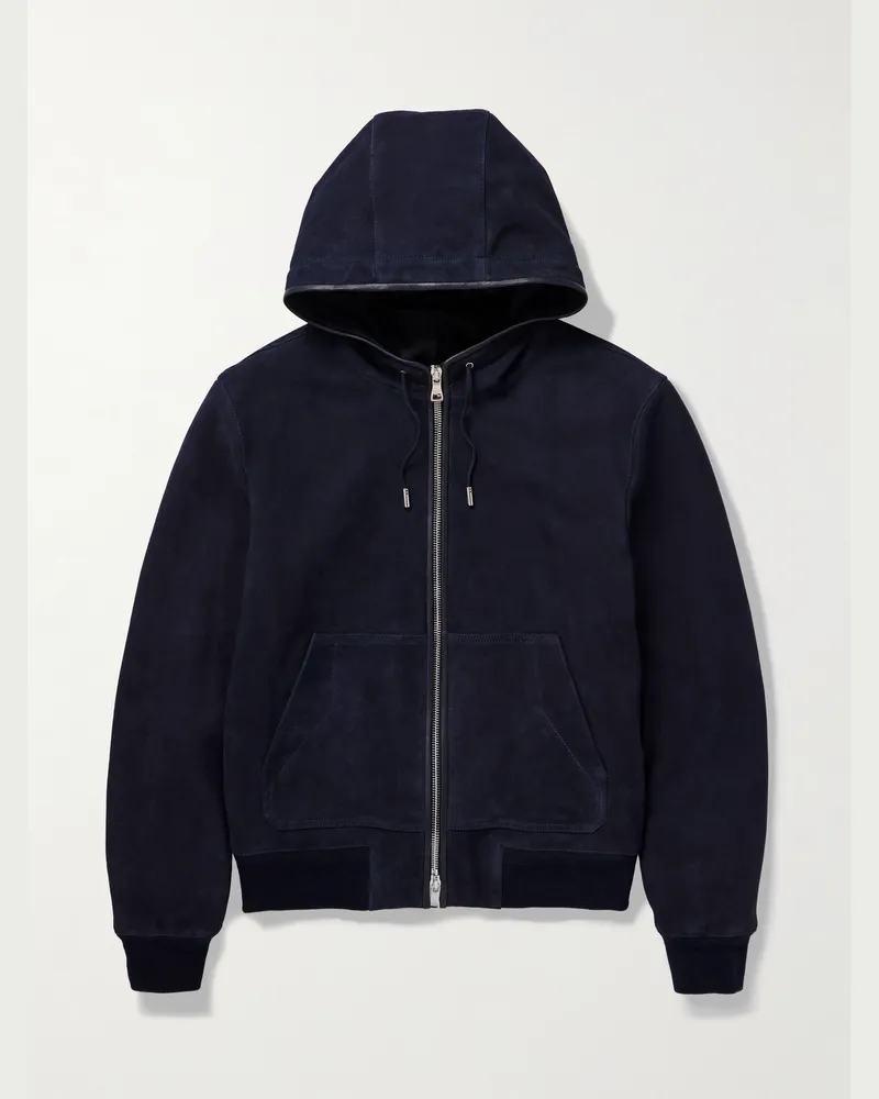 MR P. Kapuzenjacke aus Veloursleder Blau