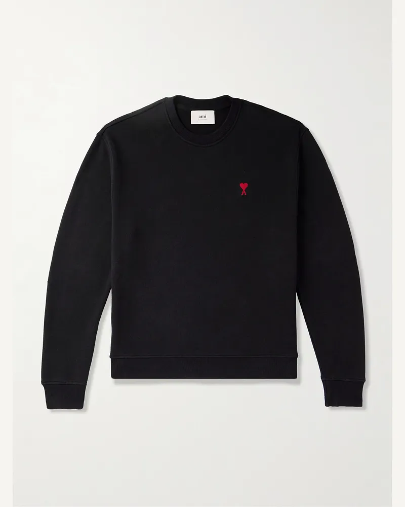 AMI Paris Ami de Coeur Sweatshirt aus Jersey aus einer Baumwollmischung mit Logostickerei Schwarz