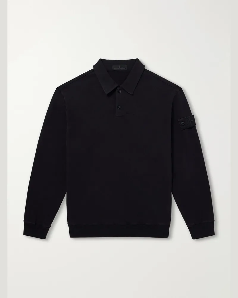 Stone Island GHOST Cotton-Jersey Polo Shirt Black
