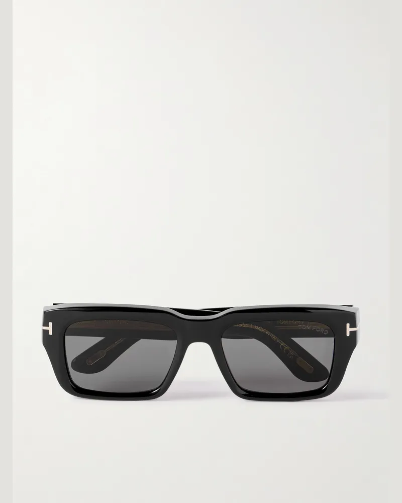 Tom Ford Icon Rectangular-Frame Tortoiseshell Acetate Sunglasses Black