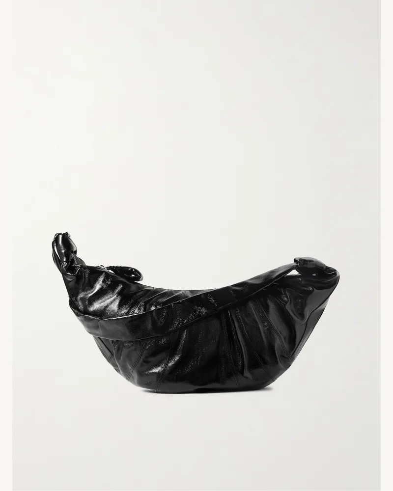 Christophe Lemaire Croissant Large Coated-Cotton Messenger Bag Black