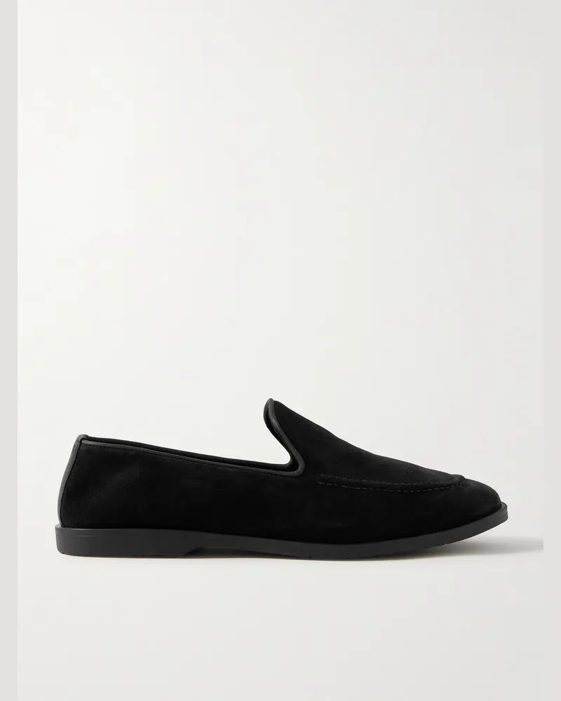 George Cleverley Cornwall Loafers aus Veloursleder Schwarz