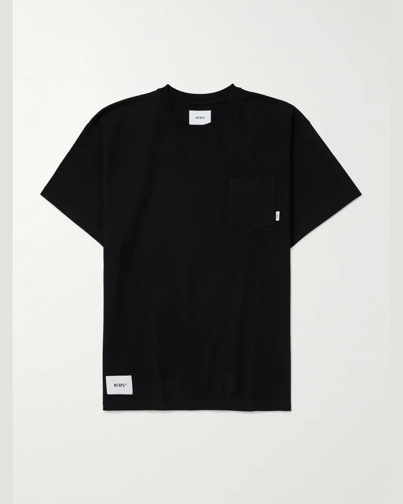 WTAPS T-Shirt aus Baumwoll-Jersey mit Logoapplikation und Print Schwarz