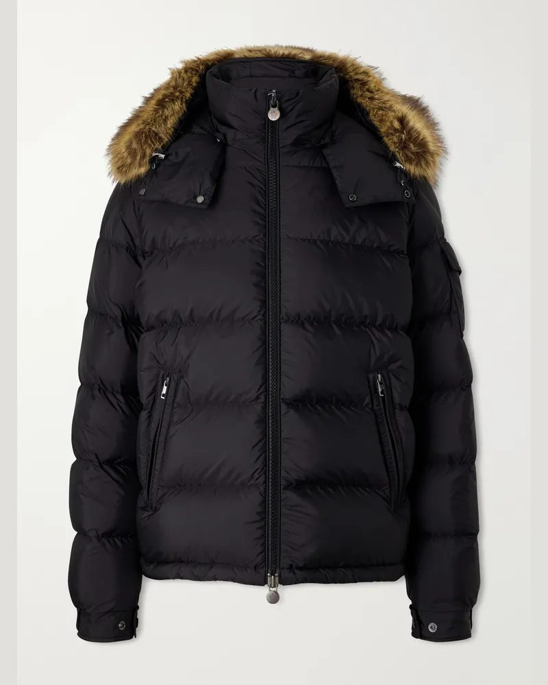 Moncler Mayaf Hooded Plush-Trimmed Quilted Shell Down Jacket Black