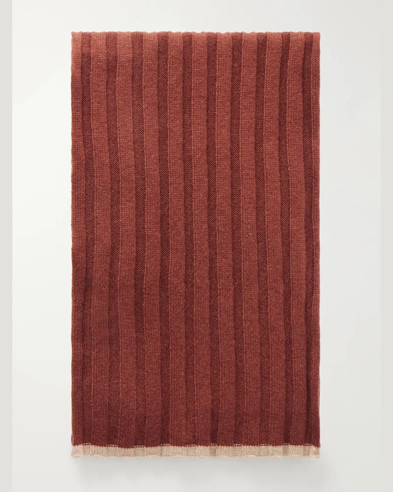 Brunello Cucinelli Ribbed Cashmere Scarf Brown