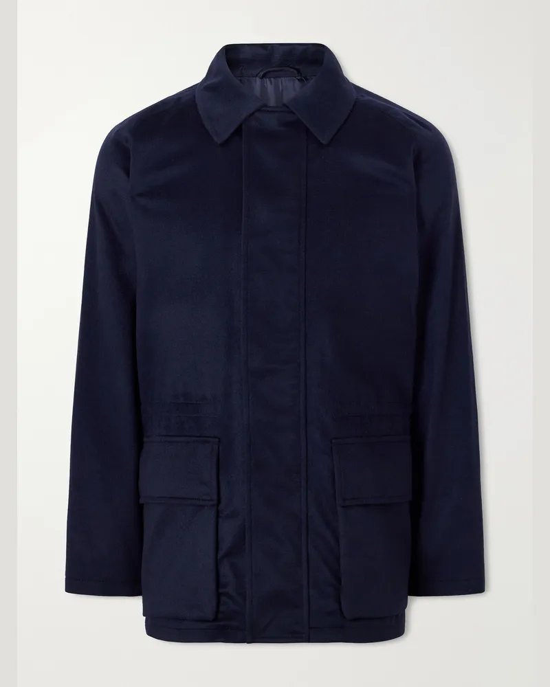 SAMAN AMEL Brushed Cashmere Coat Blue