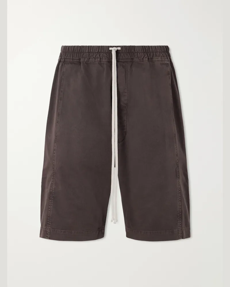 DRKSHDW by Rick Owens Pusher Straight-Leg Cotton-Twill Shorts Brown