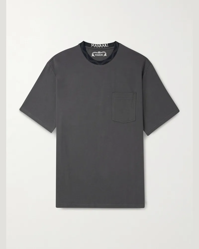 MANAAKI Taniko T-Shirt aus Biobaumwoll-Jersey Grau