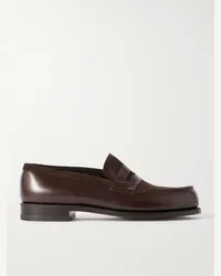 JM Weston 180 Pennyloafers aus Leder und Veloursleder Braun