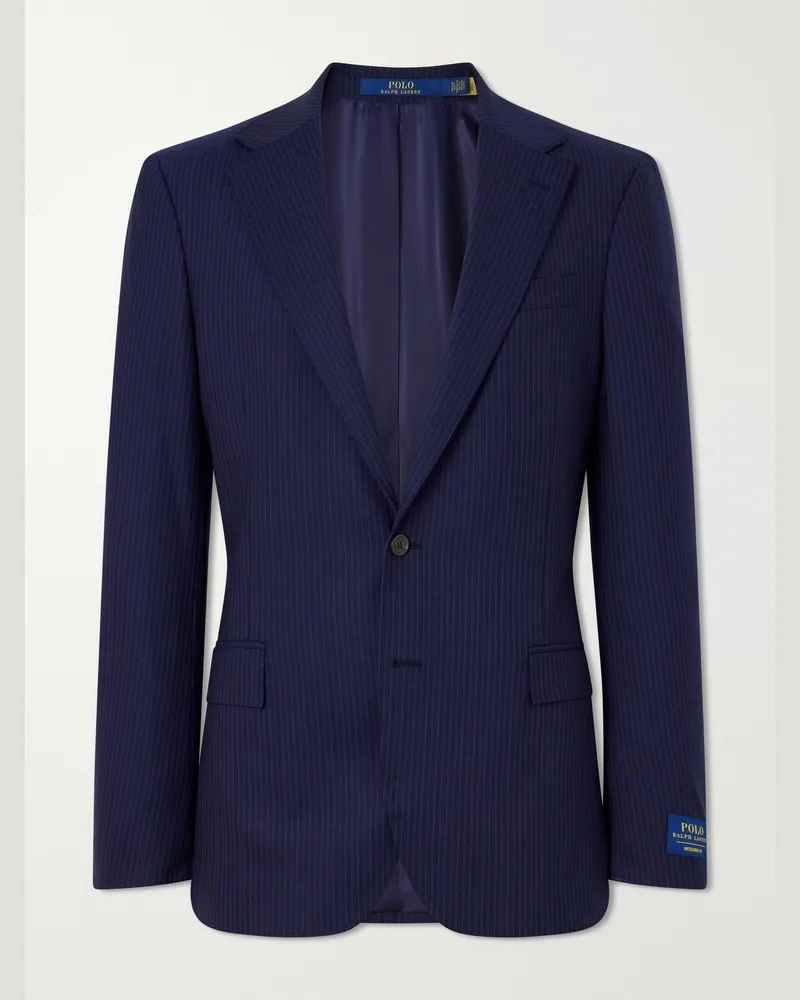 Ralph Lauren Pinstriped Wool-Blend Blazer Blue