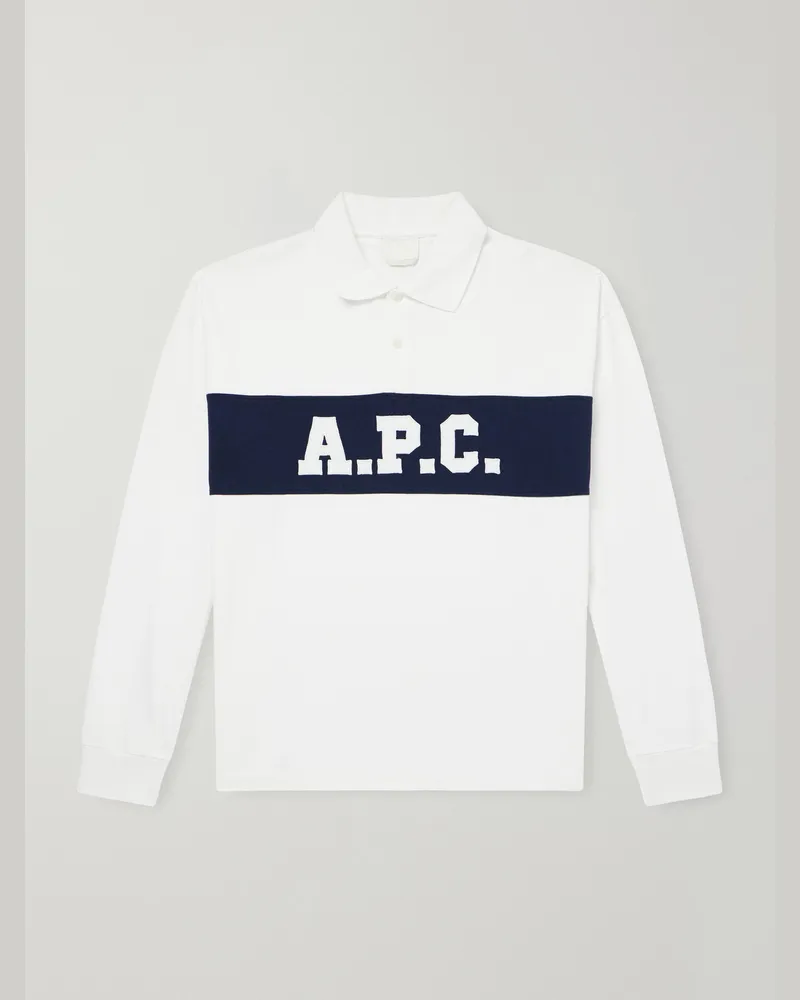 A.P.C. Alexis Logo-Embroidered Cotton-Jersey Polo Shirt White
