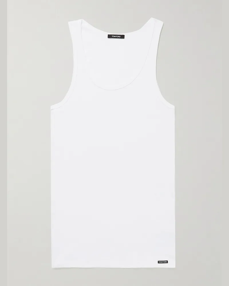 Tom Ford Ribbed Cotton and Modal-Blend Tank Top White
