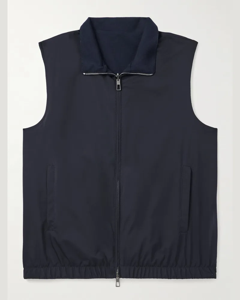 Loro Piana Schmal geschnittene wendbare Weste aus Storm-System®-WindWish™-Twill und Wolle Blau