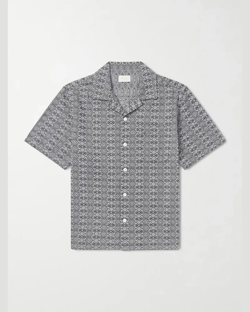 Aimé Leon Dore Novelty Camp-Collar Cotton-Jacquard Shirt Gray