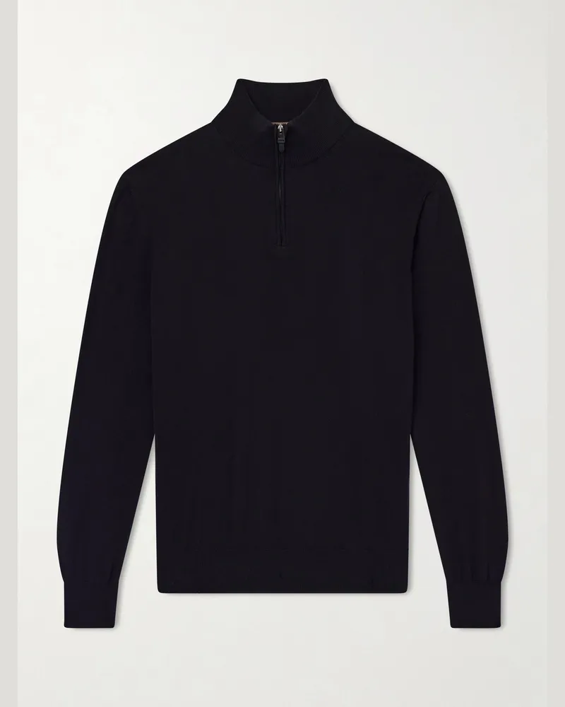 Canali Cotton Half-Zip Sweater Black