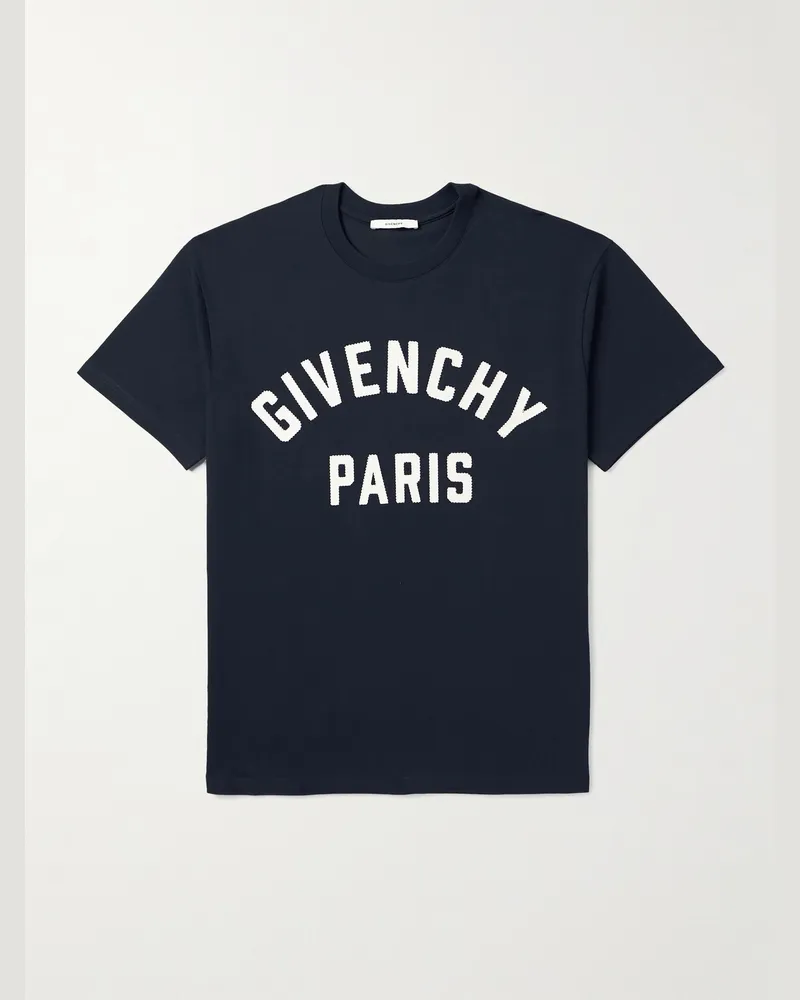 Givenchy T-Shirt aus Baumwoll-Jersey mit Logoapplikation Blau