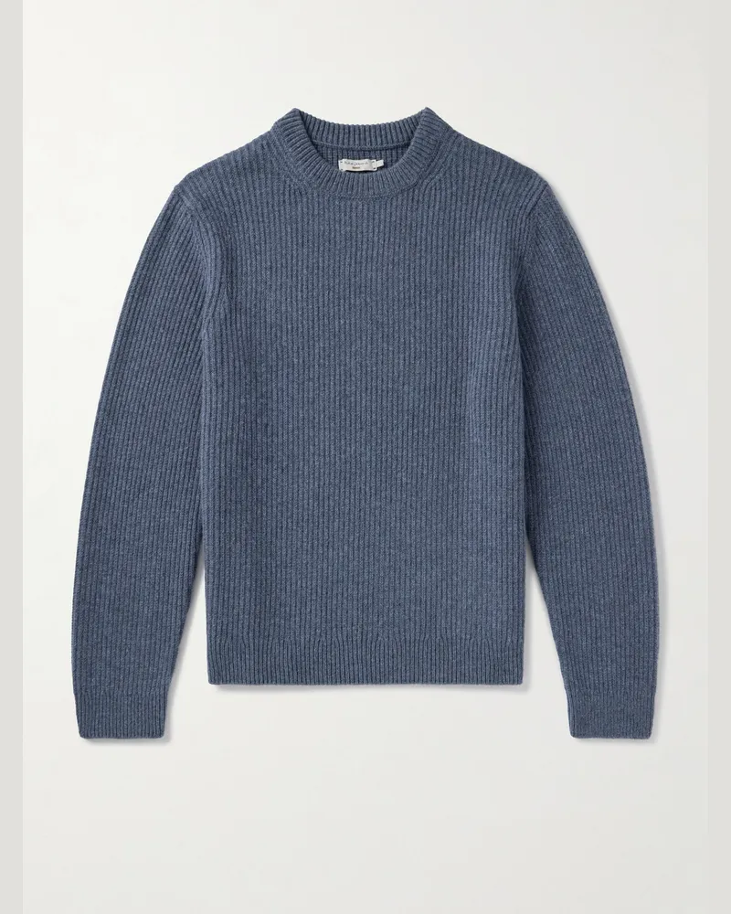 Nudie Jeans August Ribbed Wool Sweater Blue