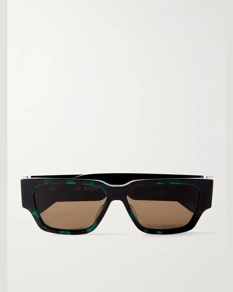 Dior CD Diamond S5I Sonnenbrille mit D-Rahmen aus Azetat in Schildpattoptik mit silberfarbenen Details Schwarz